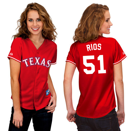 Alex Rios #51 mlb Jersey-Texas Rangers Women's Authentic 2014 Alternate 1 Red Cool Base Baseball Jersey